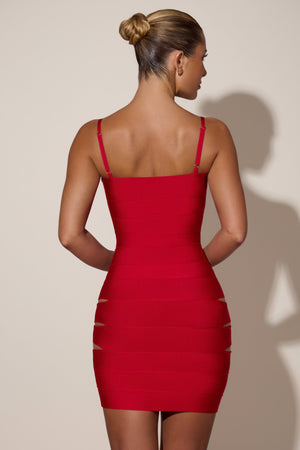 Cut-Out Bodycon Mini Dress in Red