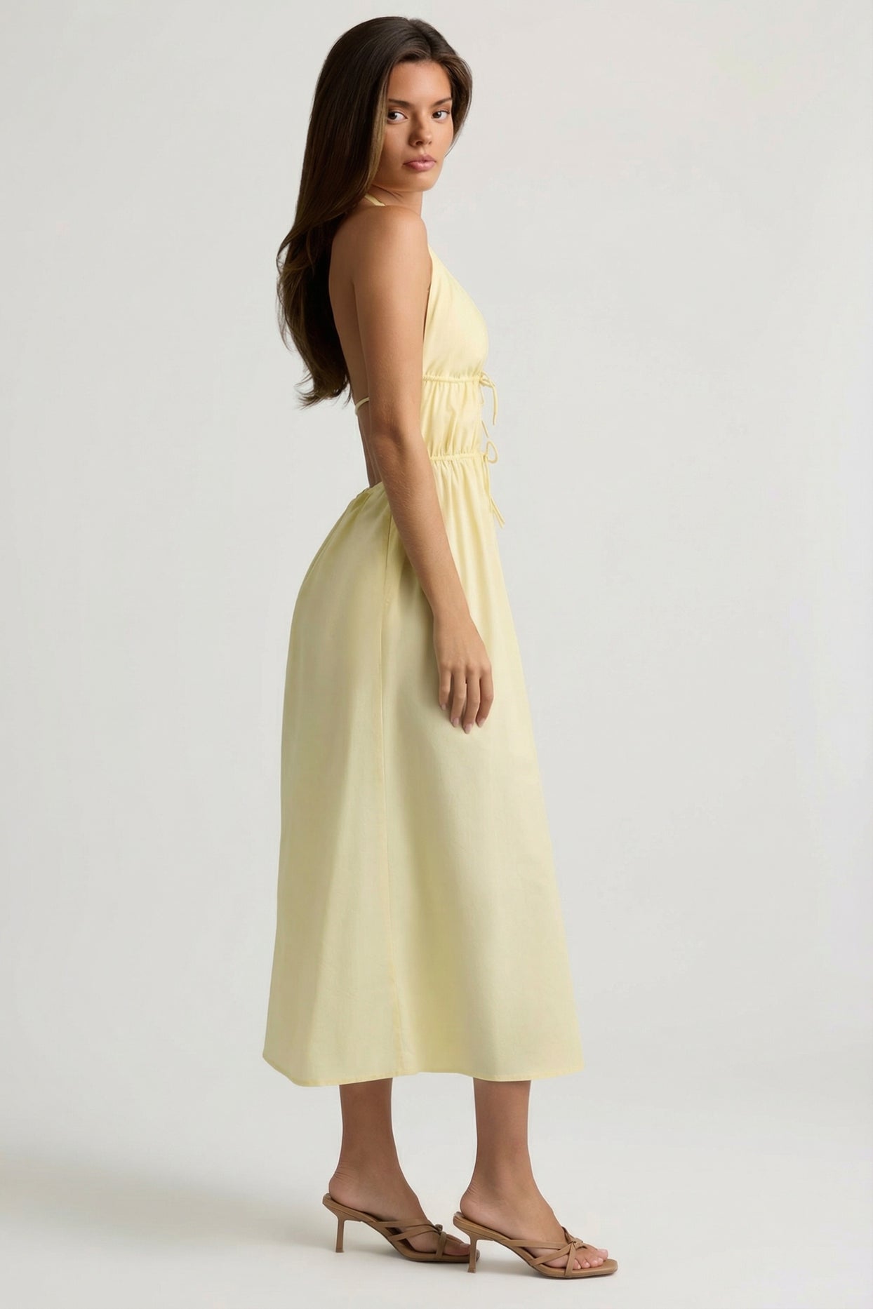 Backless Cotton-Poplin Midaxi Dress in Lemon Yellow - 7