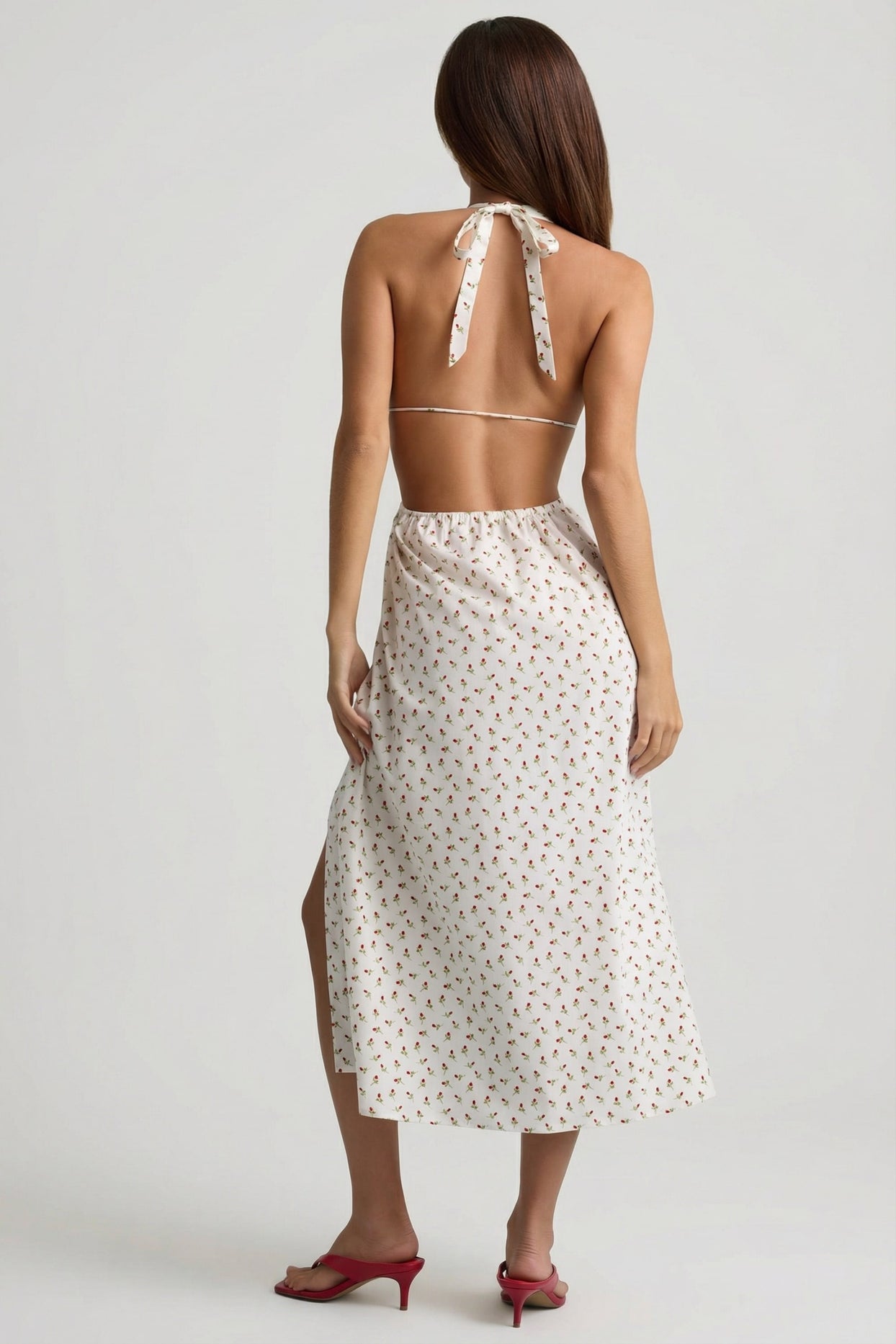 Backless Cotton-Poplin Midaxi Dress in Rose Print - 6