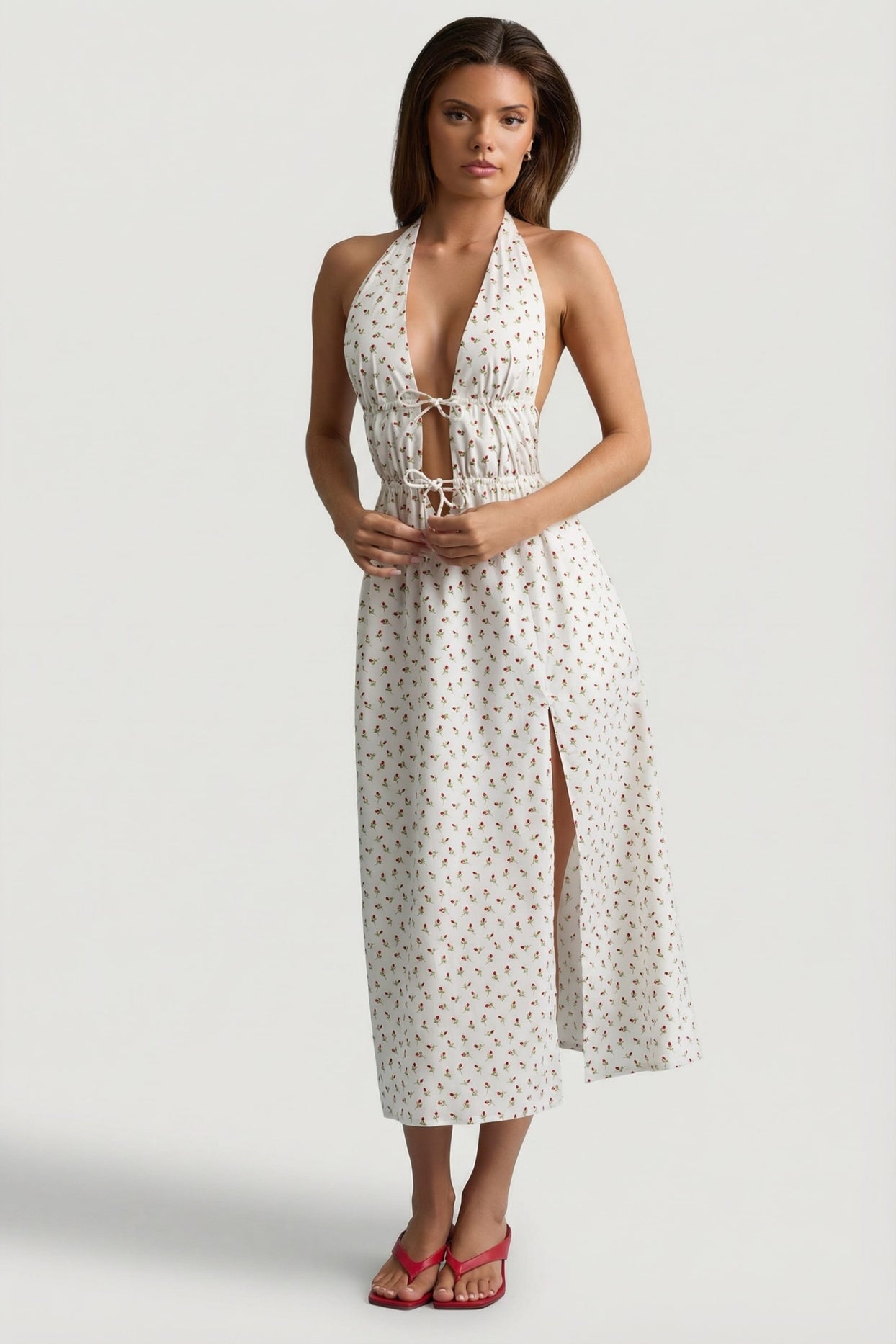 Backless Cotton-Poplin Midaxi Dress in Rose Print - 7
