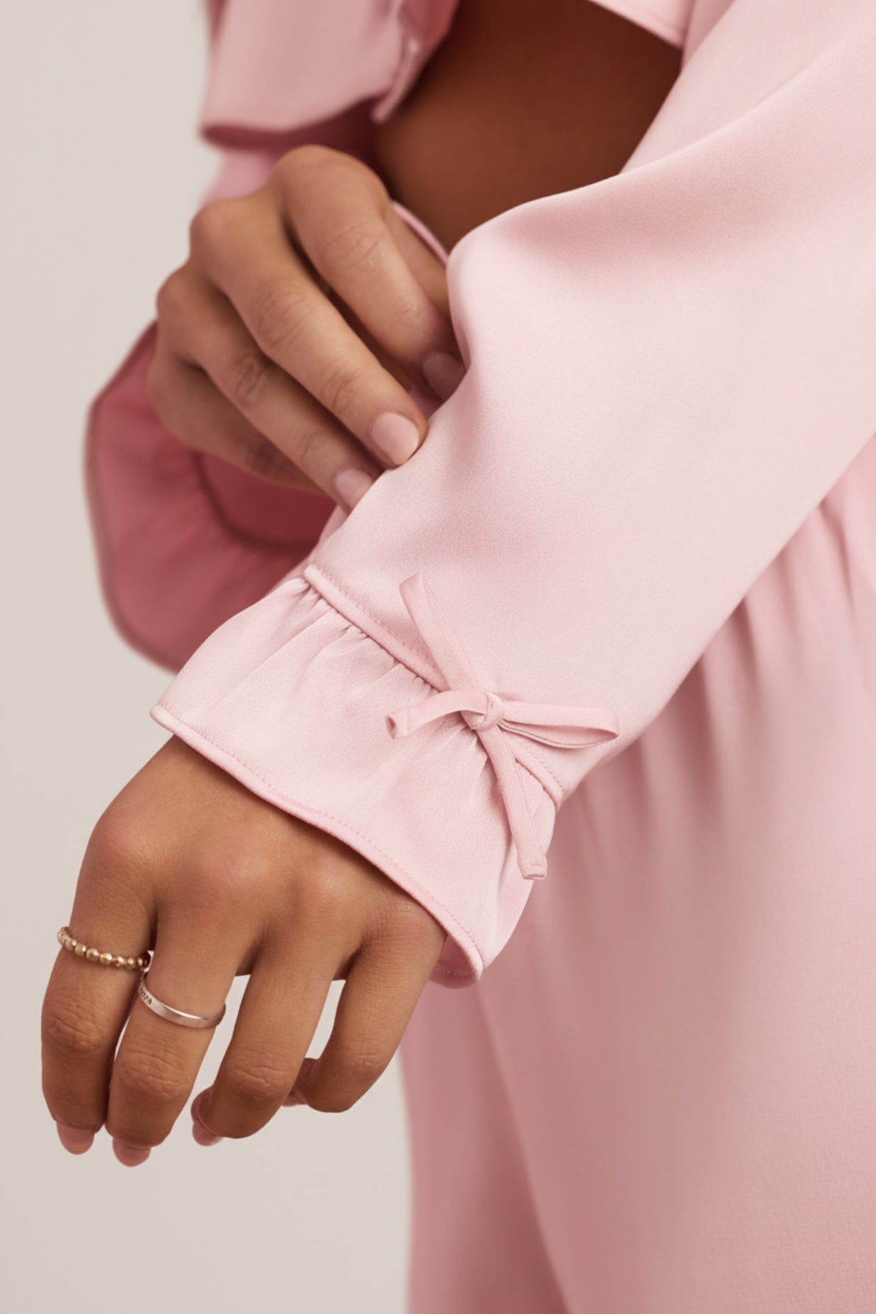Ruffle-Trim Cropped Pyjama Top in Baby Pink - 5