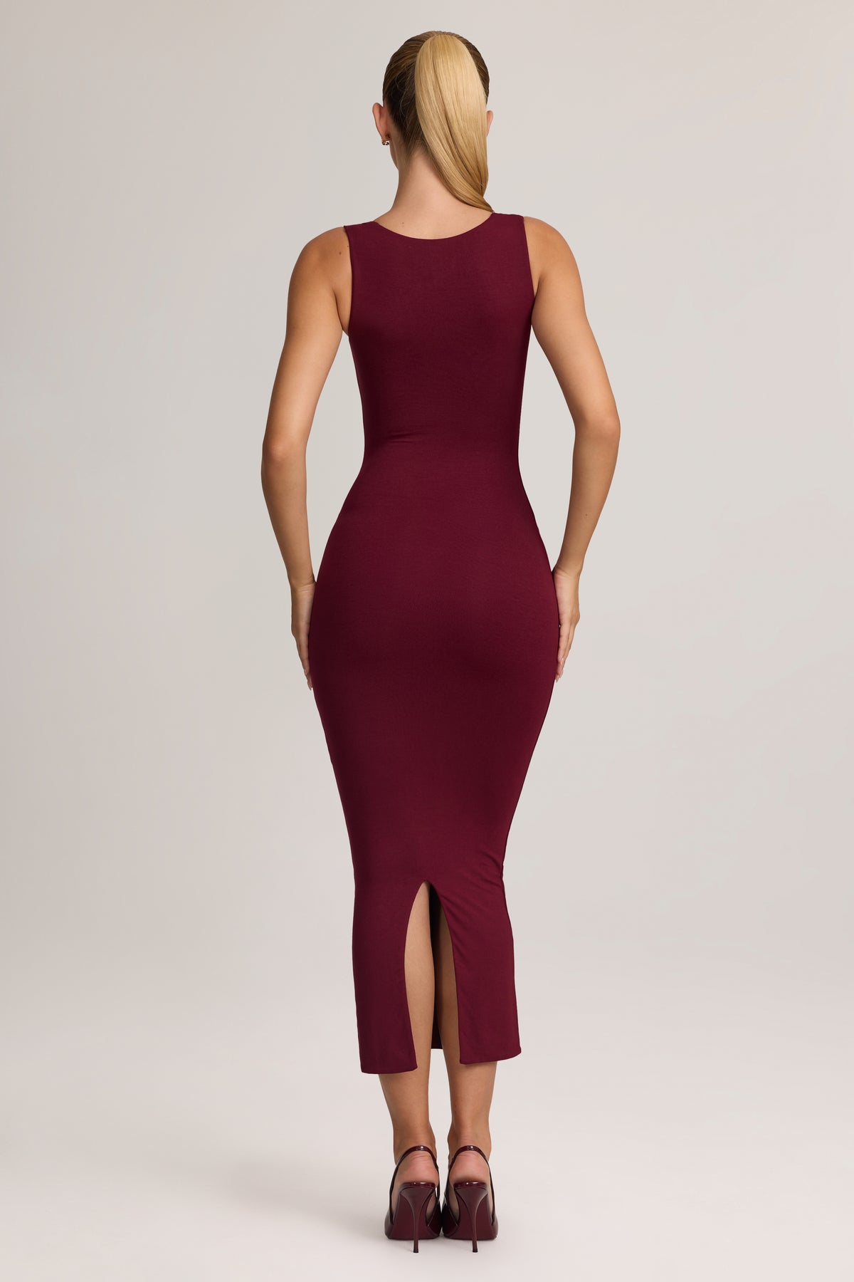 Modal Bodycon Midi Dress in Wine
