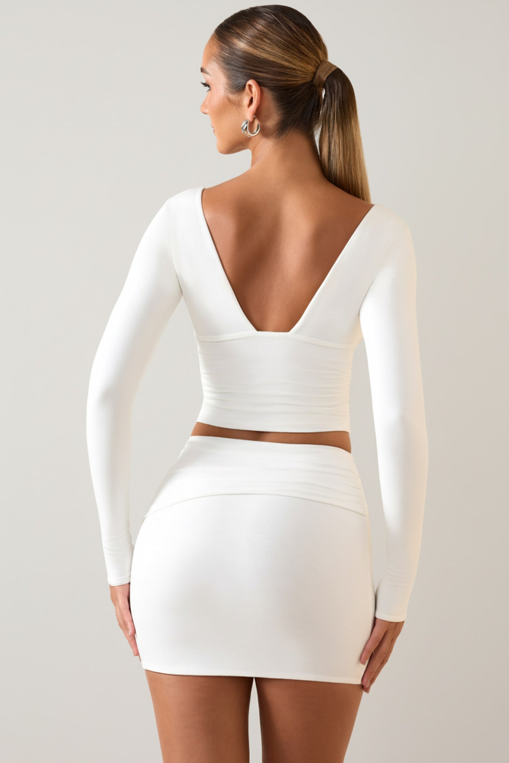 Modal Twist-Front Mid-Rise Mini Skirt in White - 2