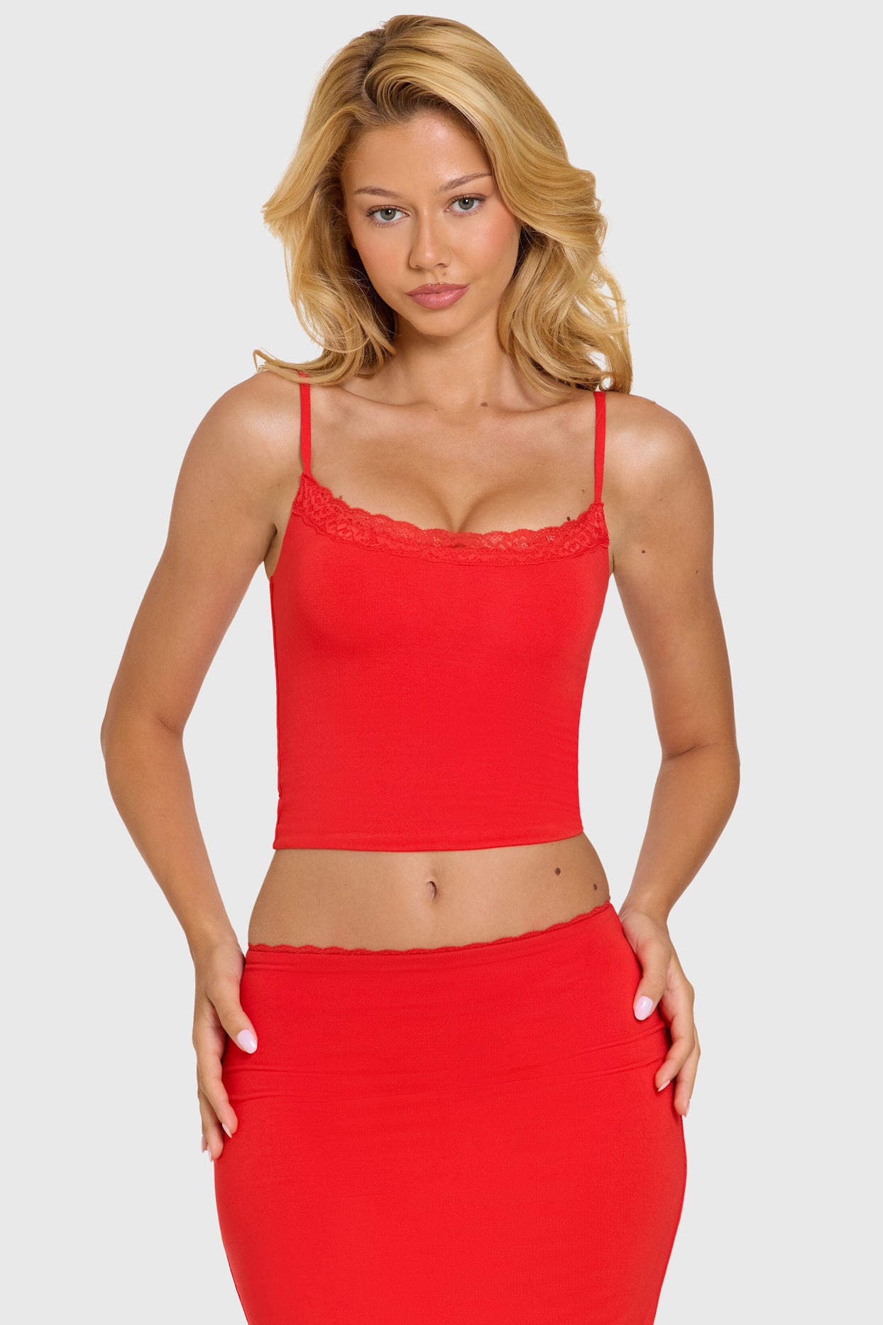 Modal Lace-Trim Top in Cherry - 6