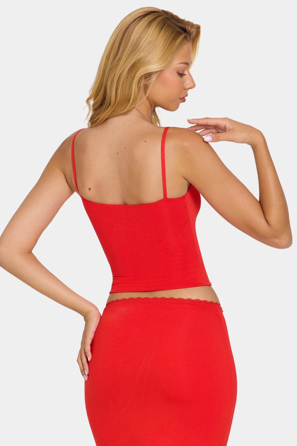 Modal Lace-Trim Top in Cherry - 4