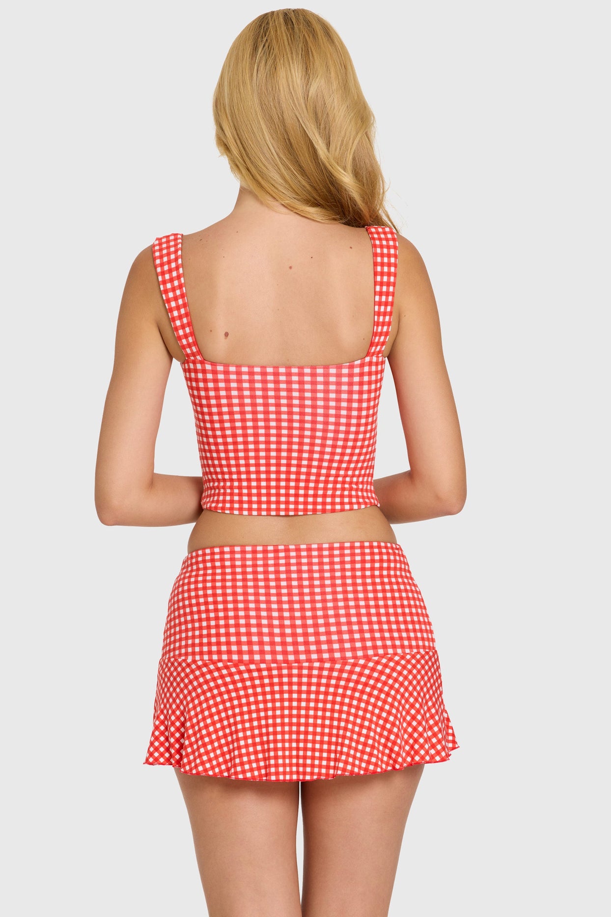 Modal Ruched Bust Top in Red Gingham - 9