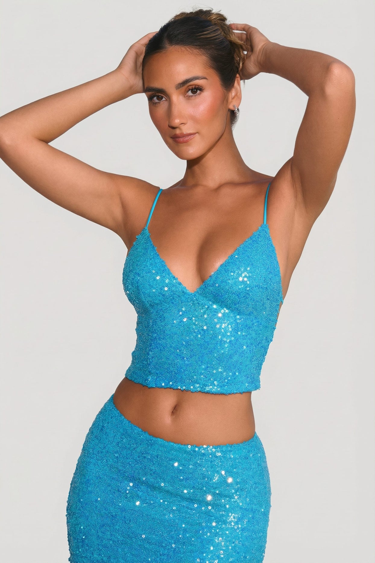 Embellished Open-Back Top in Turquoise - 2