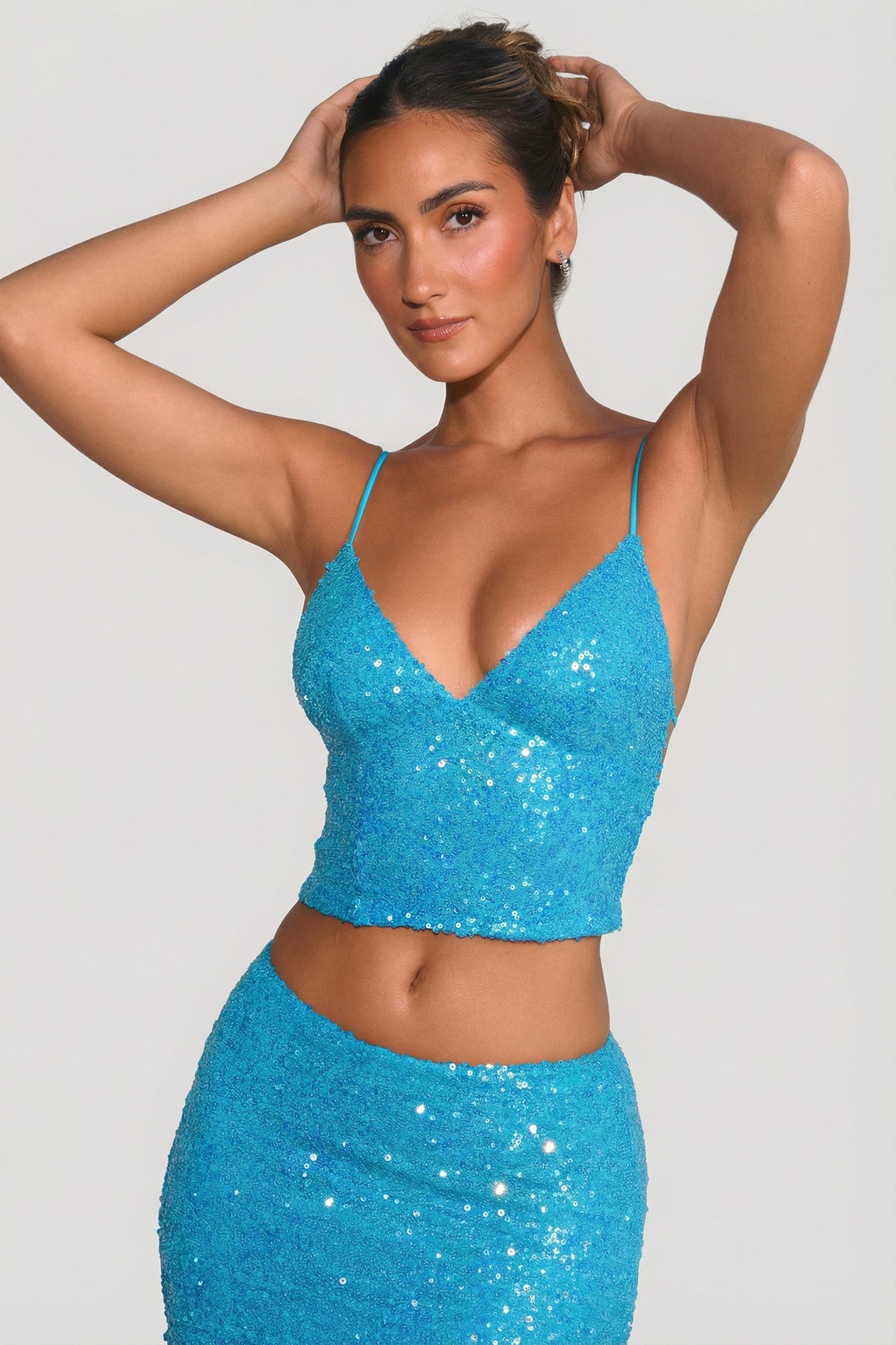 Embellished Open-Back Top in Turquoise - 2