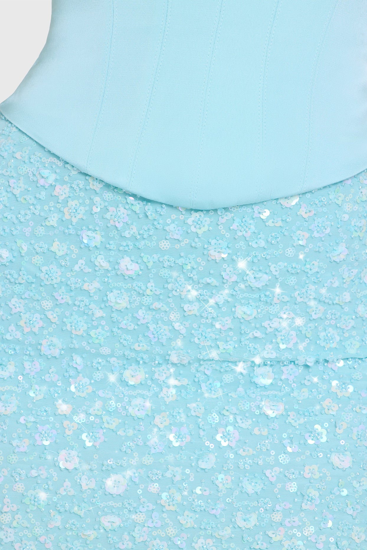 Embellished Skirt Corset Mini Dress in Aqua - 6