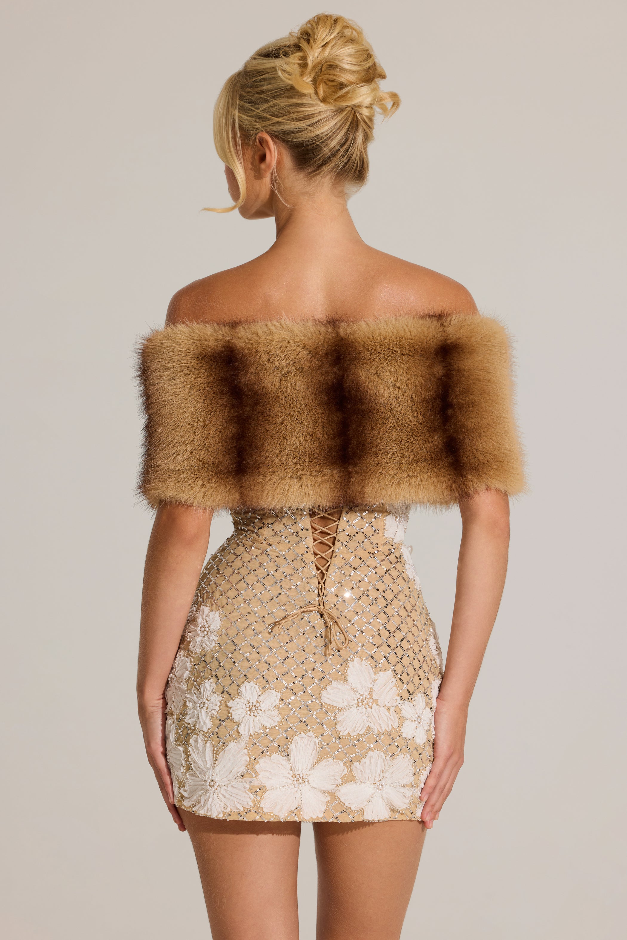 Fur Ribbon-Tie Stole in Mink