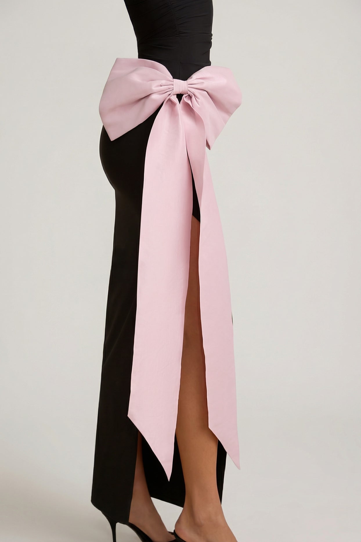 Strapless Bow-Detail Maxi Dress in Black - 4