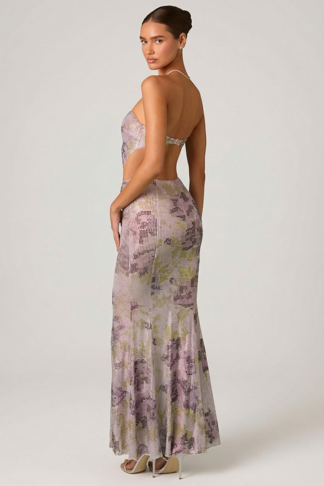 Embellished Cut-Out Fishtail Maxi Dress in Lilac - 6