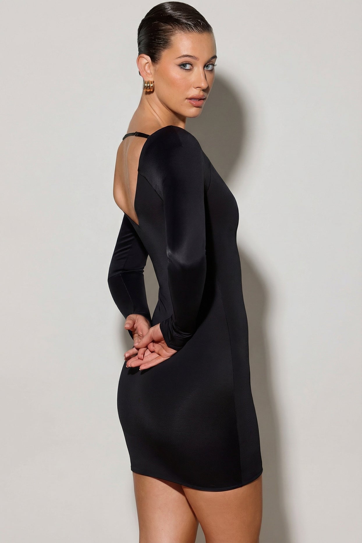 Scoop-Neck Mini Dress in Black - 9