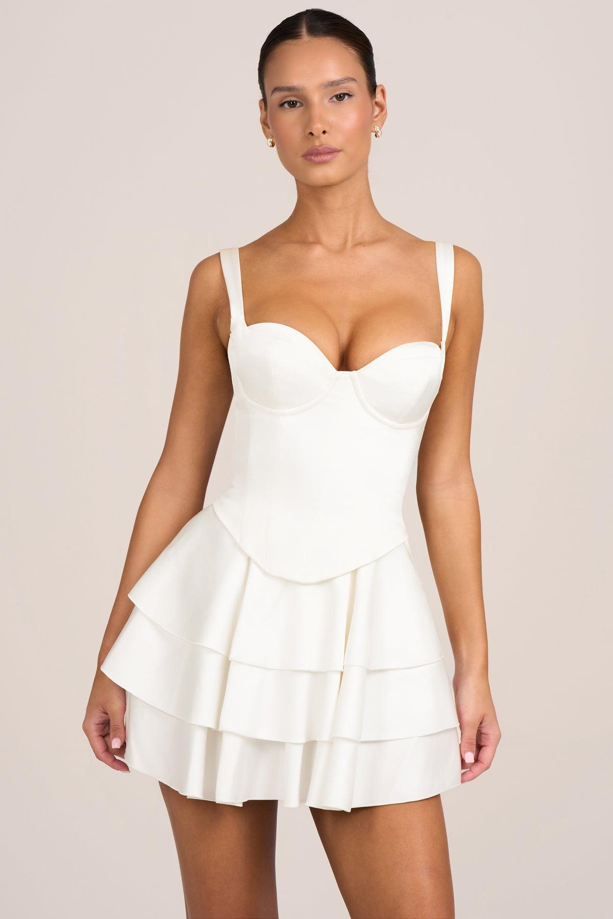 Satin Corset Mini Dress in White