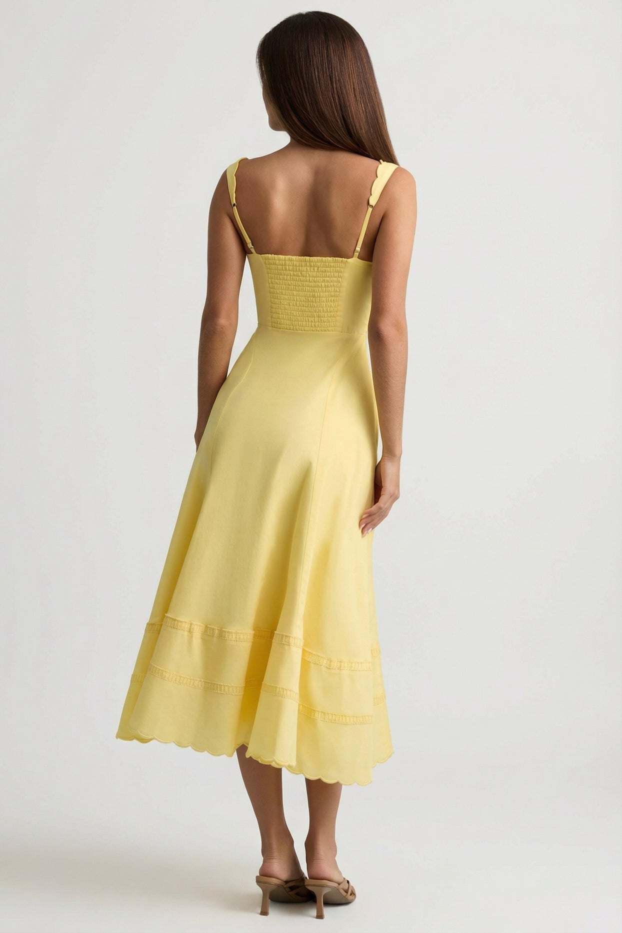 Cotton-Poplin A-Line Midaxi Dress in Pastel Yellow - 6