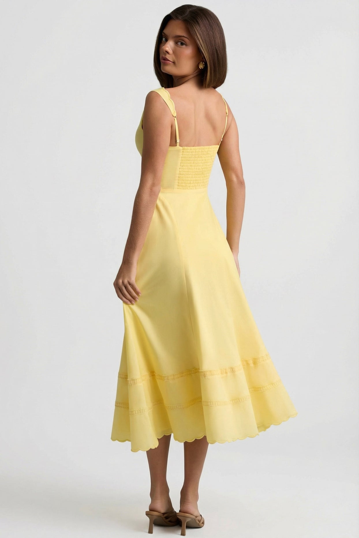 Cotton-Poplin A-Line Midaxi Dress in Pastel Yellow - 2