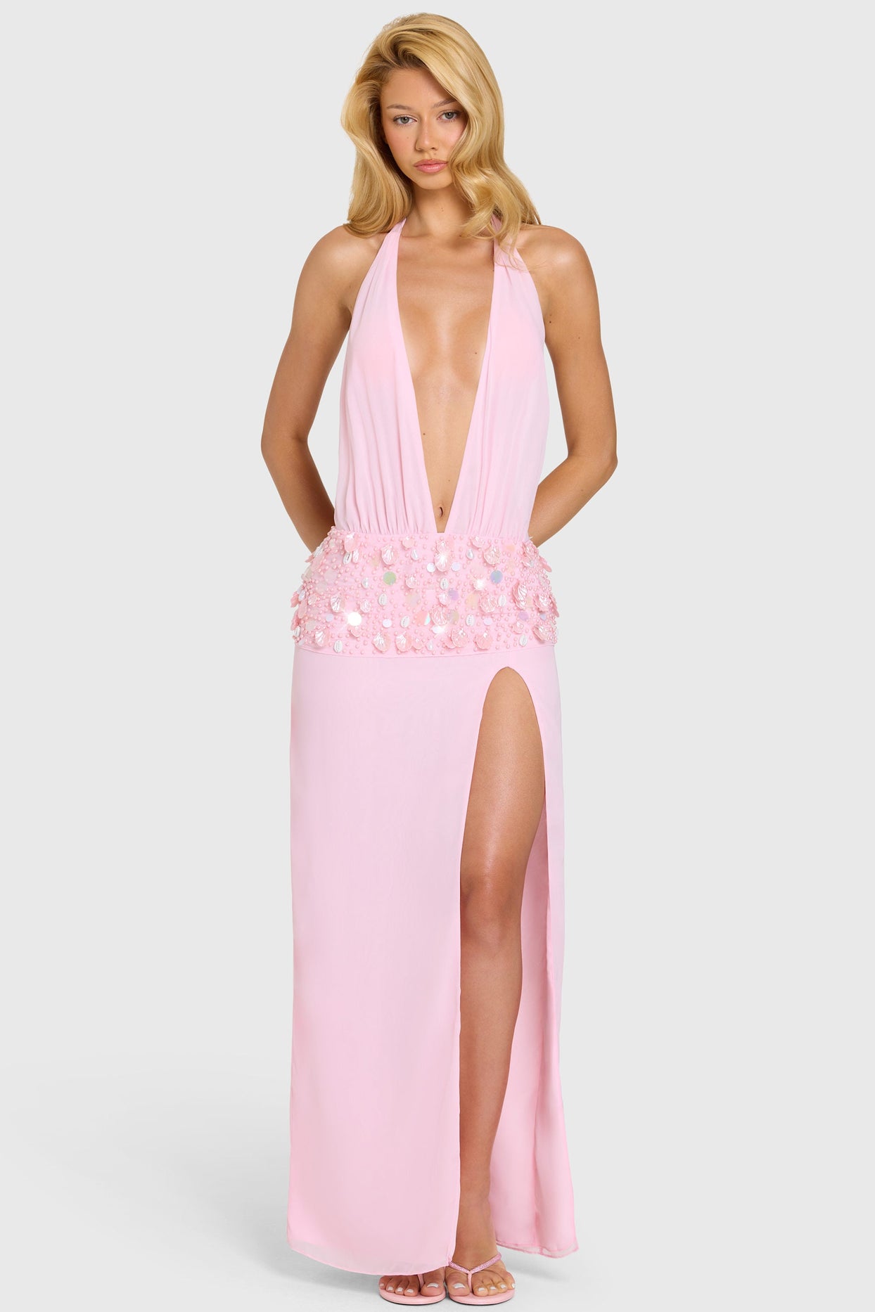 Embellished Waist Maxi Dress in Bubblegum Pink - 8