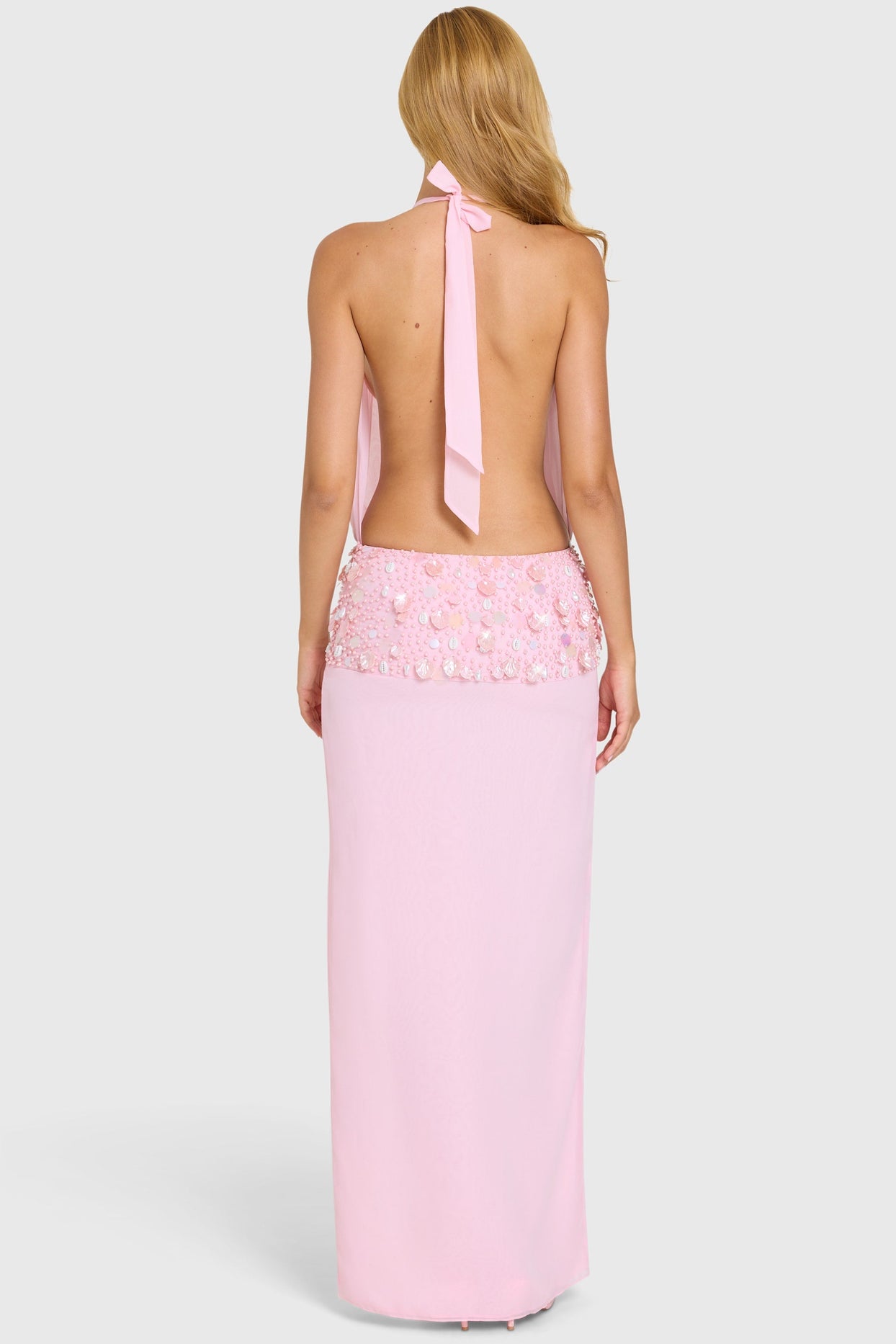 Embellished Waist Maxi Dress in Bubblegum Pink - 10