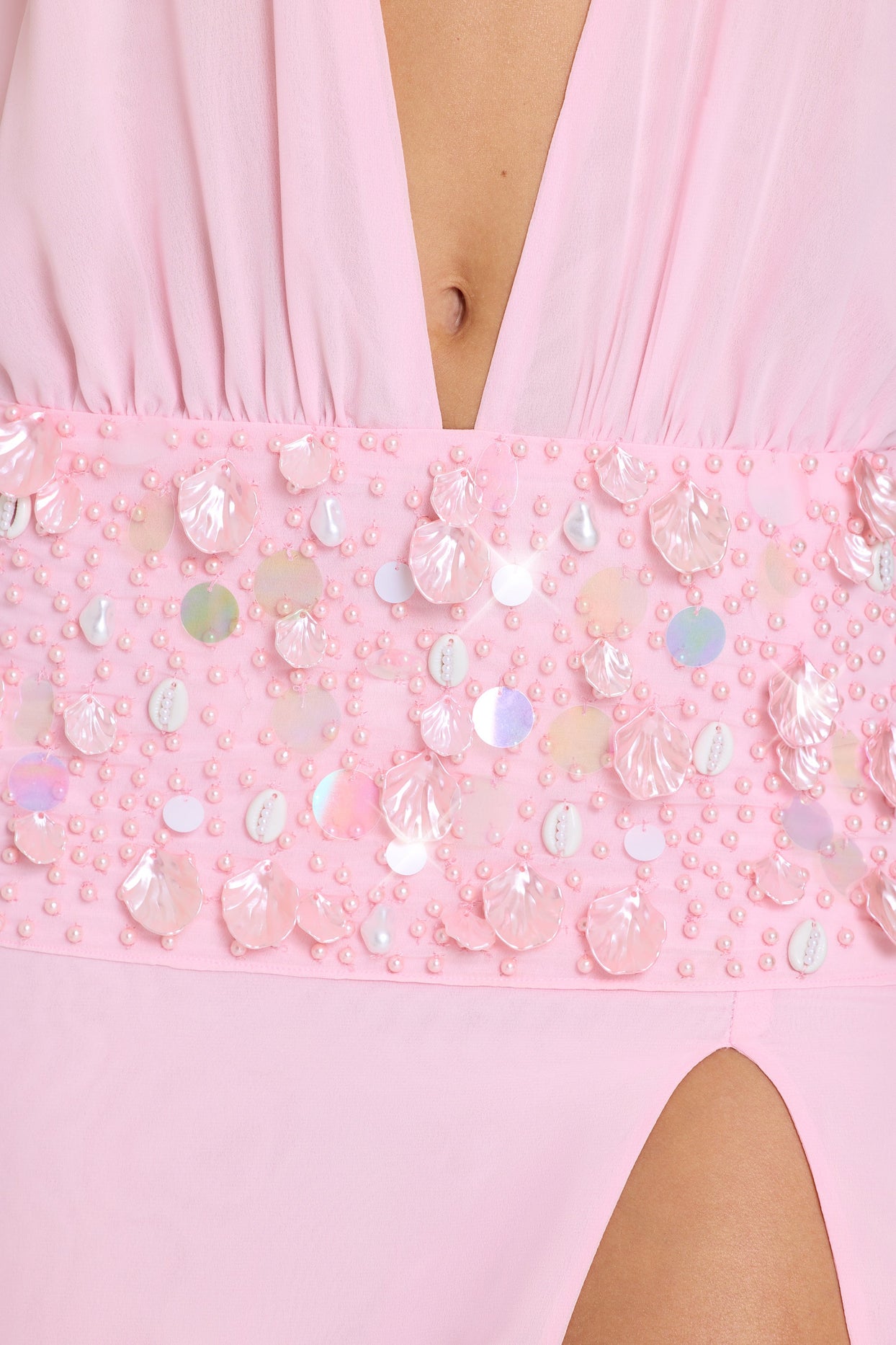 Embellished Waist Maxi Dress in Bubblegum Pink - 6