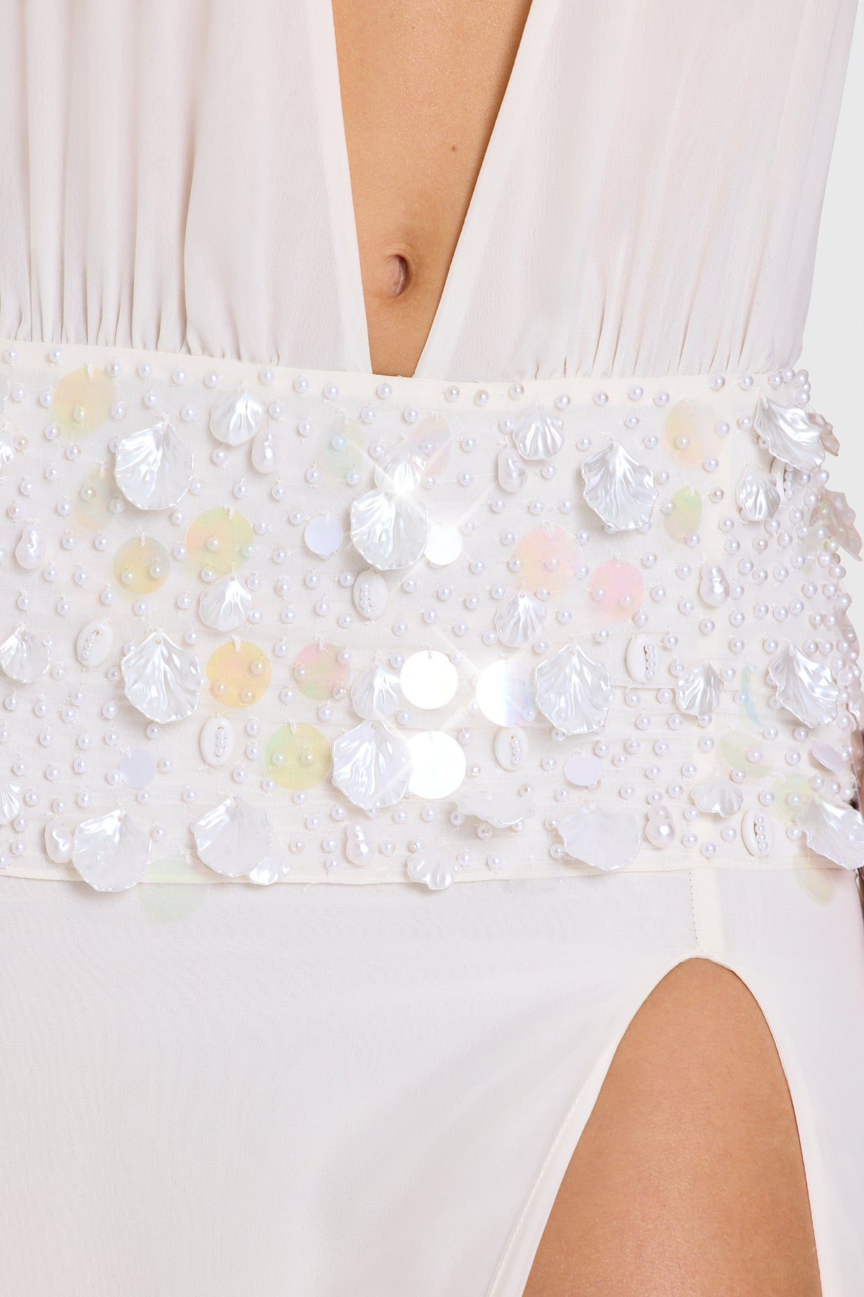 Embellished Waist Maxi Dress in Ivory - 6