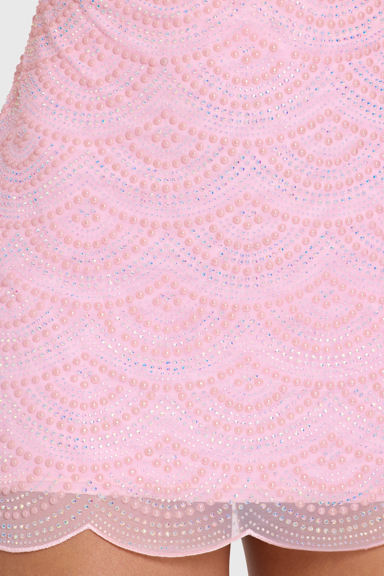 Embellished Square-Neck Mini Dress in Bubblegum Pink - 5