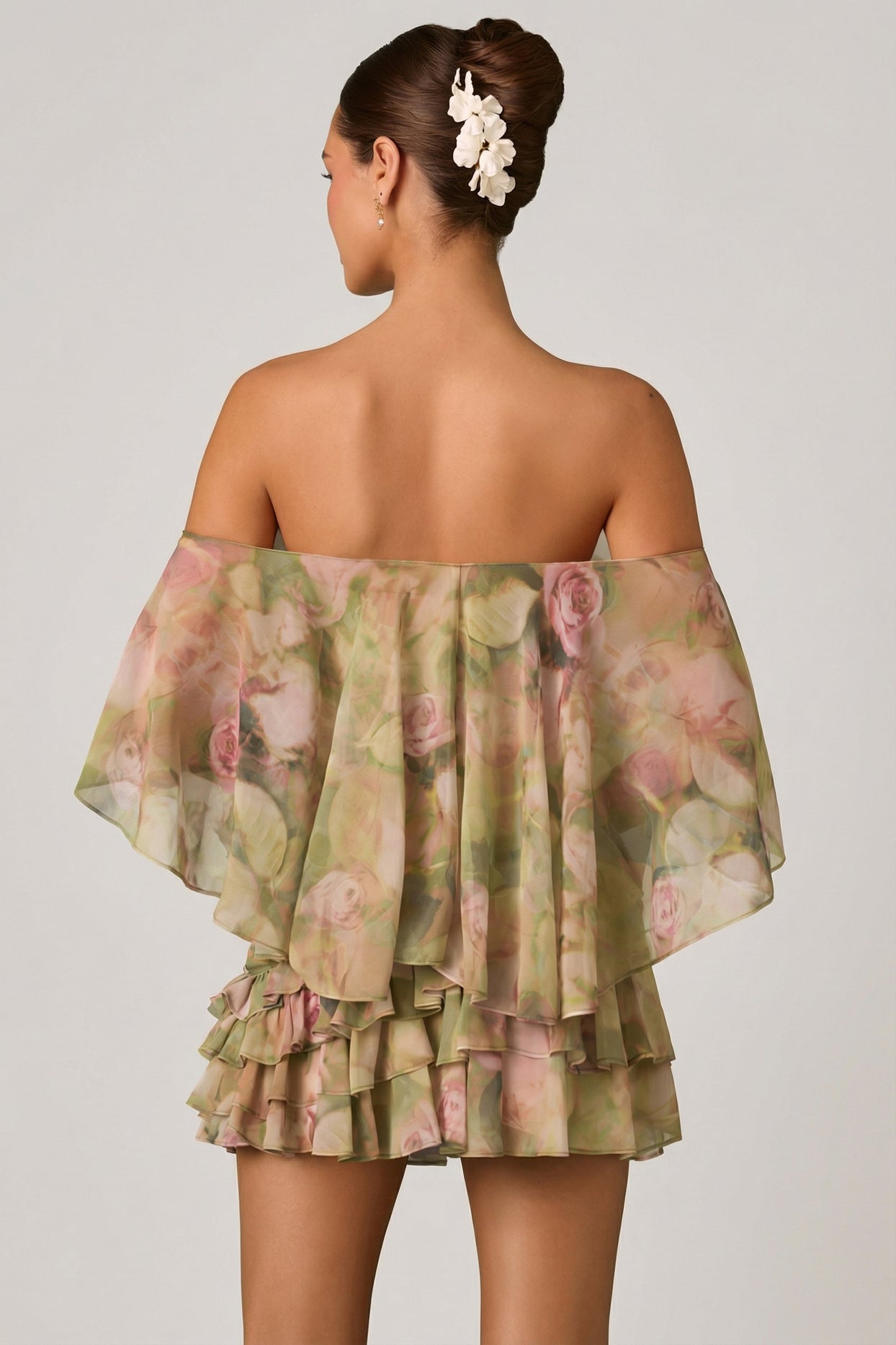 Off-Shoulder Ruffled Mini Dress in Floral Multi Print - 2