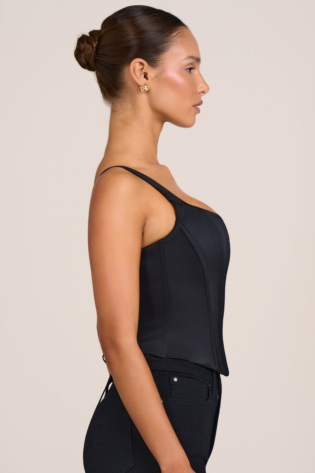 Satin Corset Top in Black
