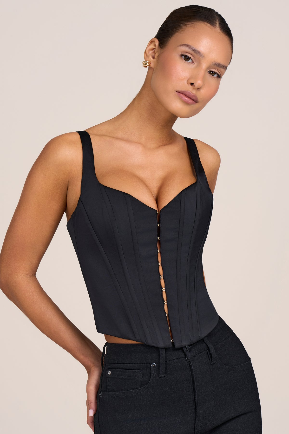 Satin Corset Top in Black