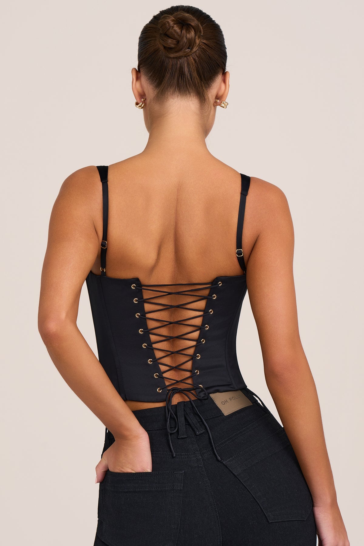 Satin Corset Top in Black