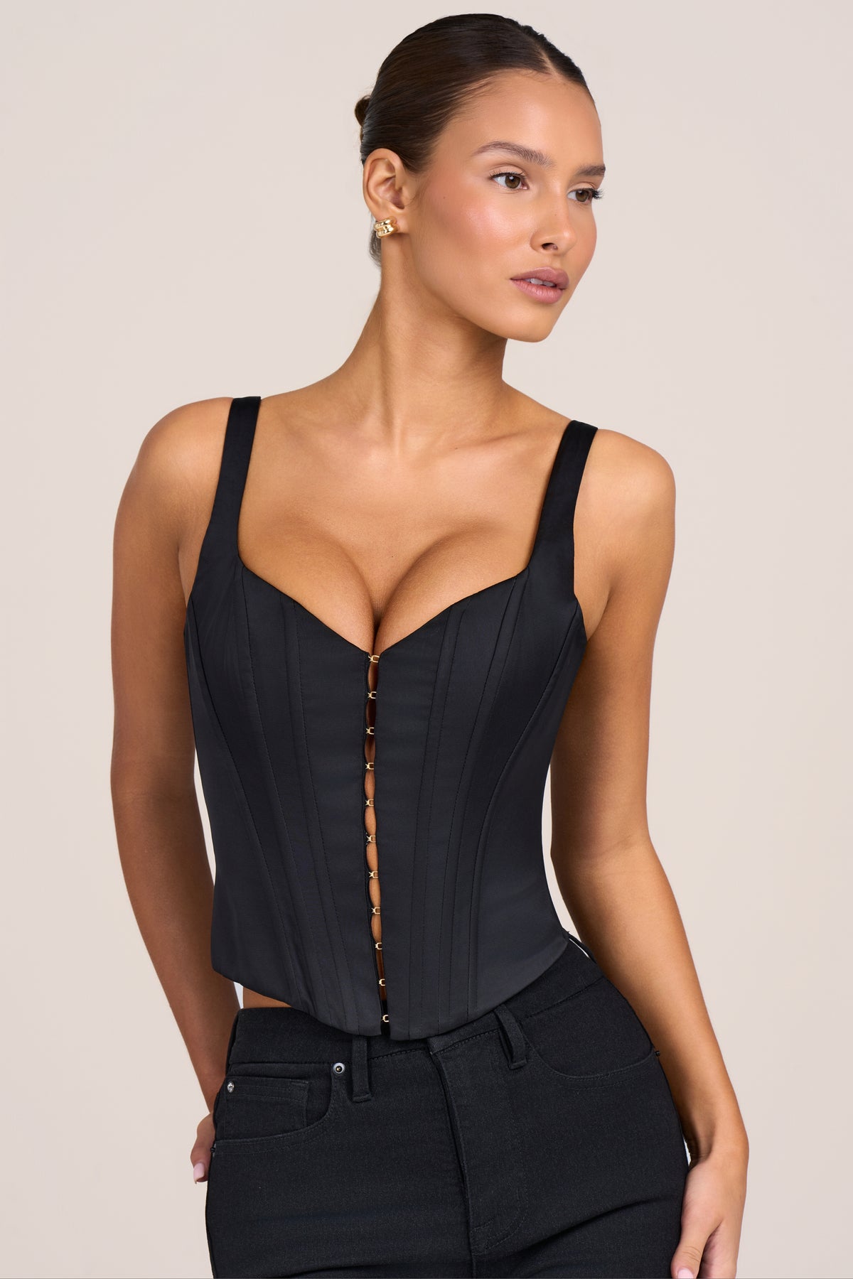 Satin Corset Top in Black
