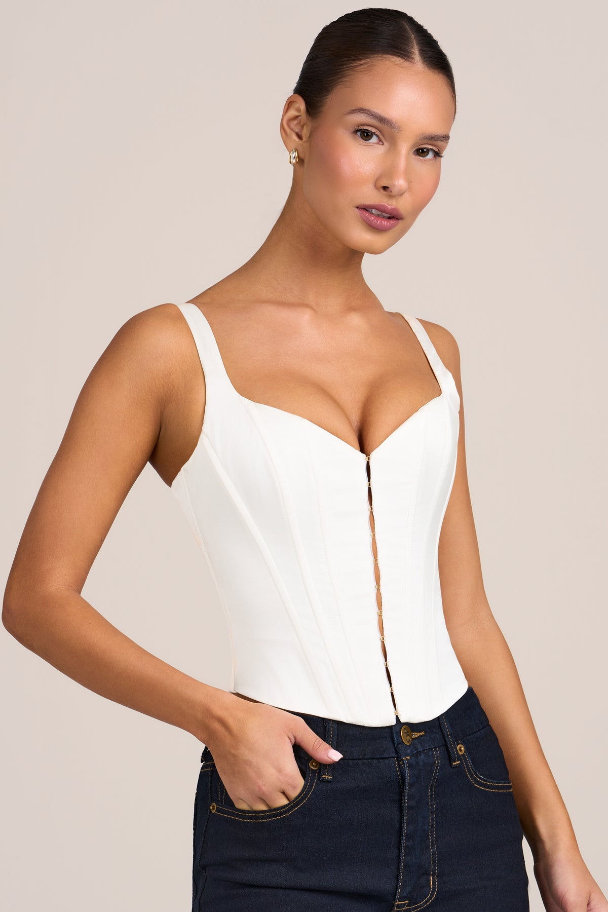 Satin Corset Top in White