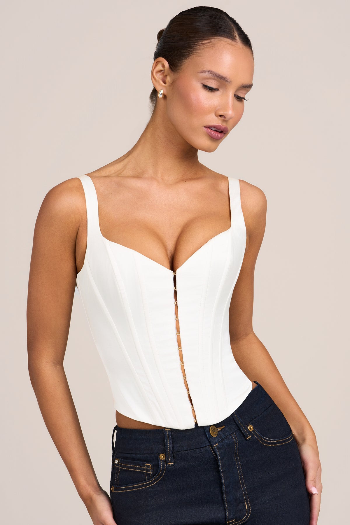 Satin Corset Top in White