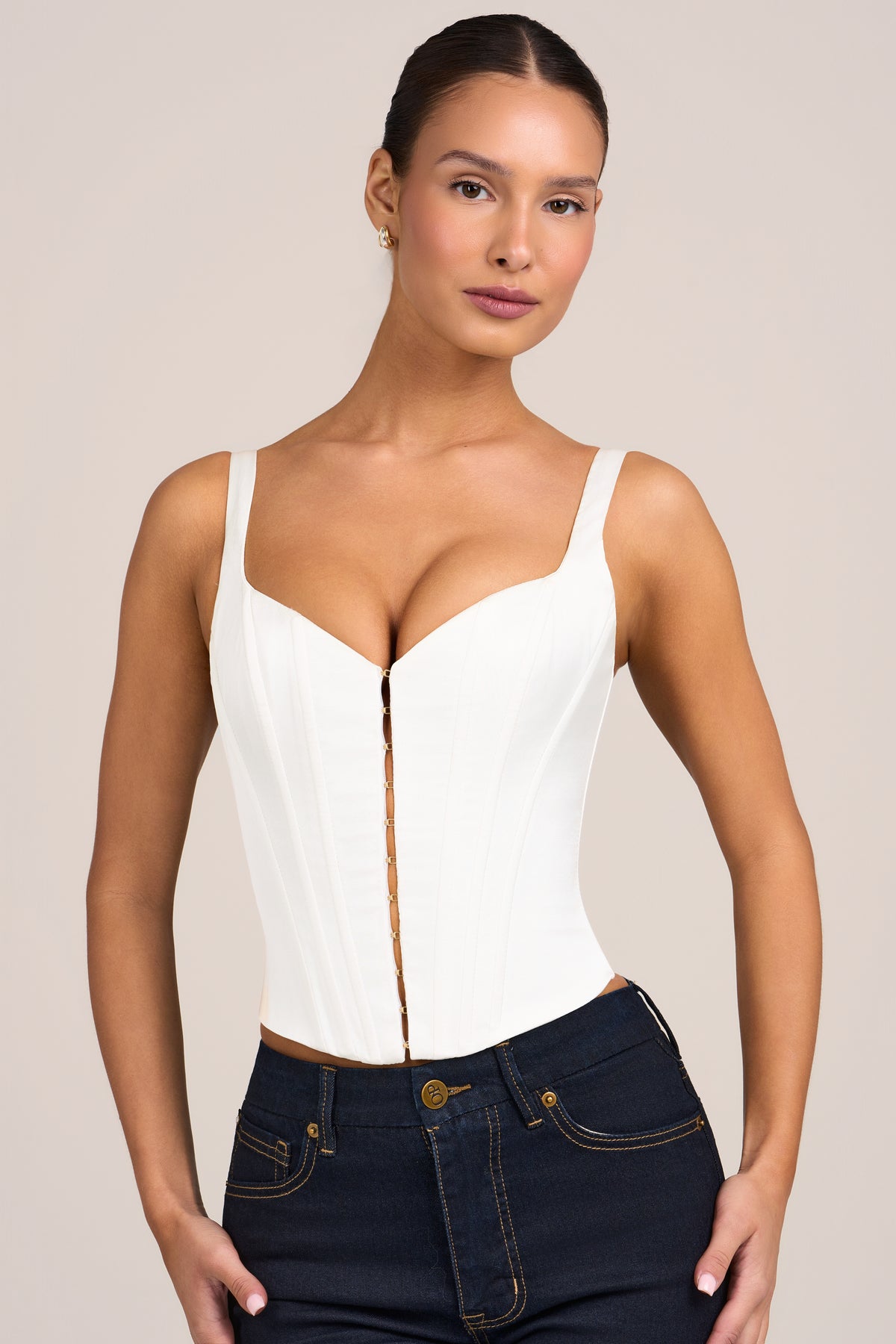 Satin Corset Top in White