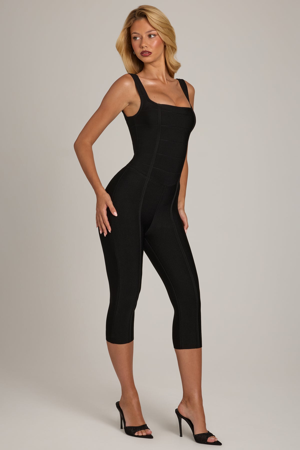 Bandage Capri Jumpsuit in Black