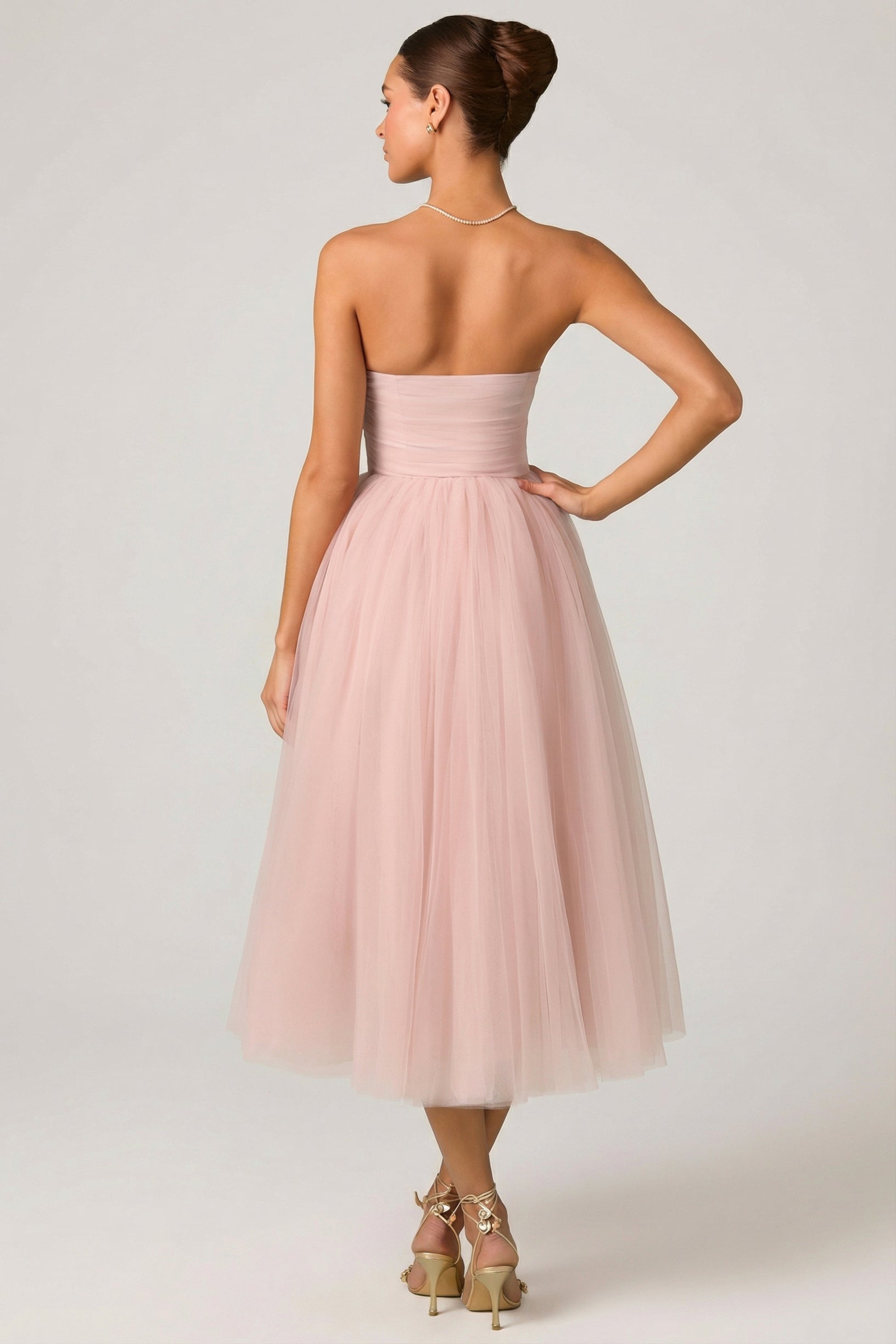 Tulle Corset Midaxi Dress in Dusty Rose - 2