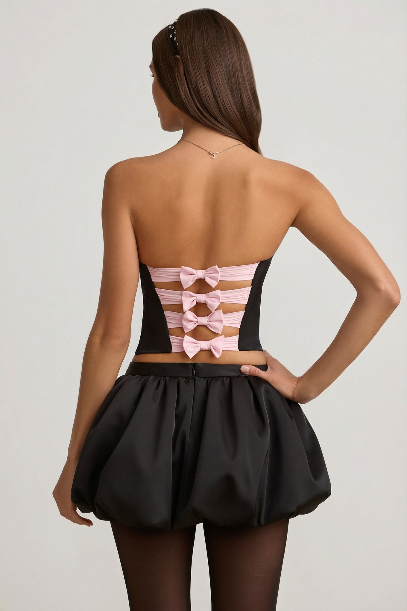 Bubble Hem Mid-Rise Mini Skirt in Black - 2