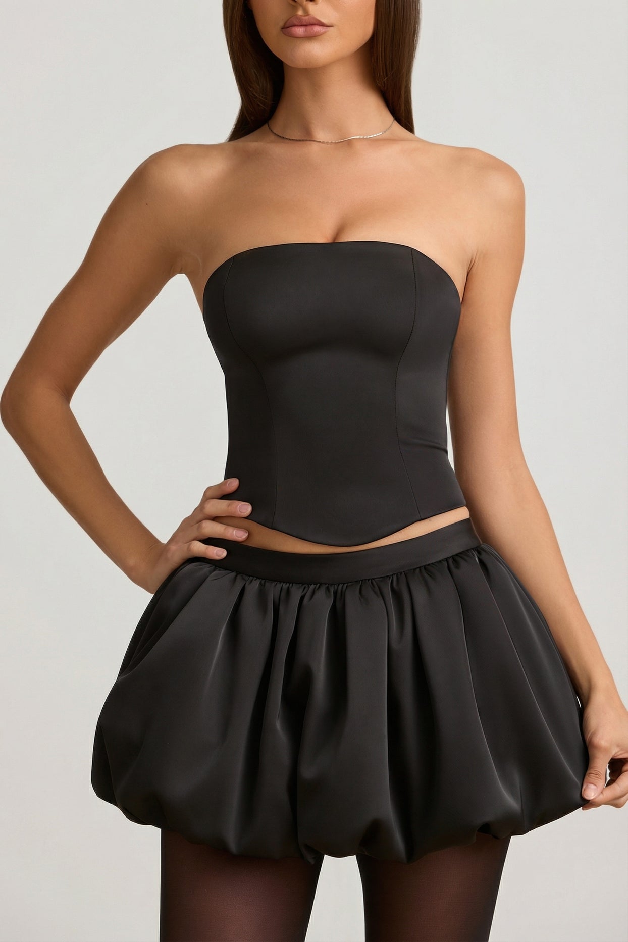 Bubble Hem Mid-Rise Mini Skirt in Black - 5