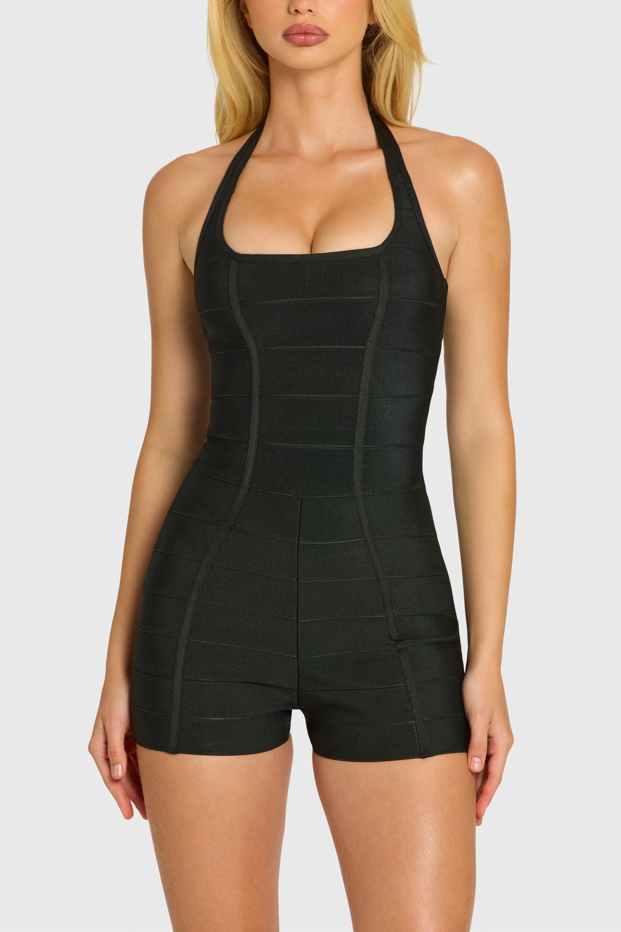 Bandage Halterneck Playsuit in Black