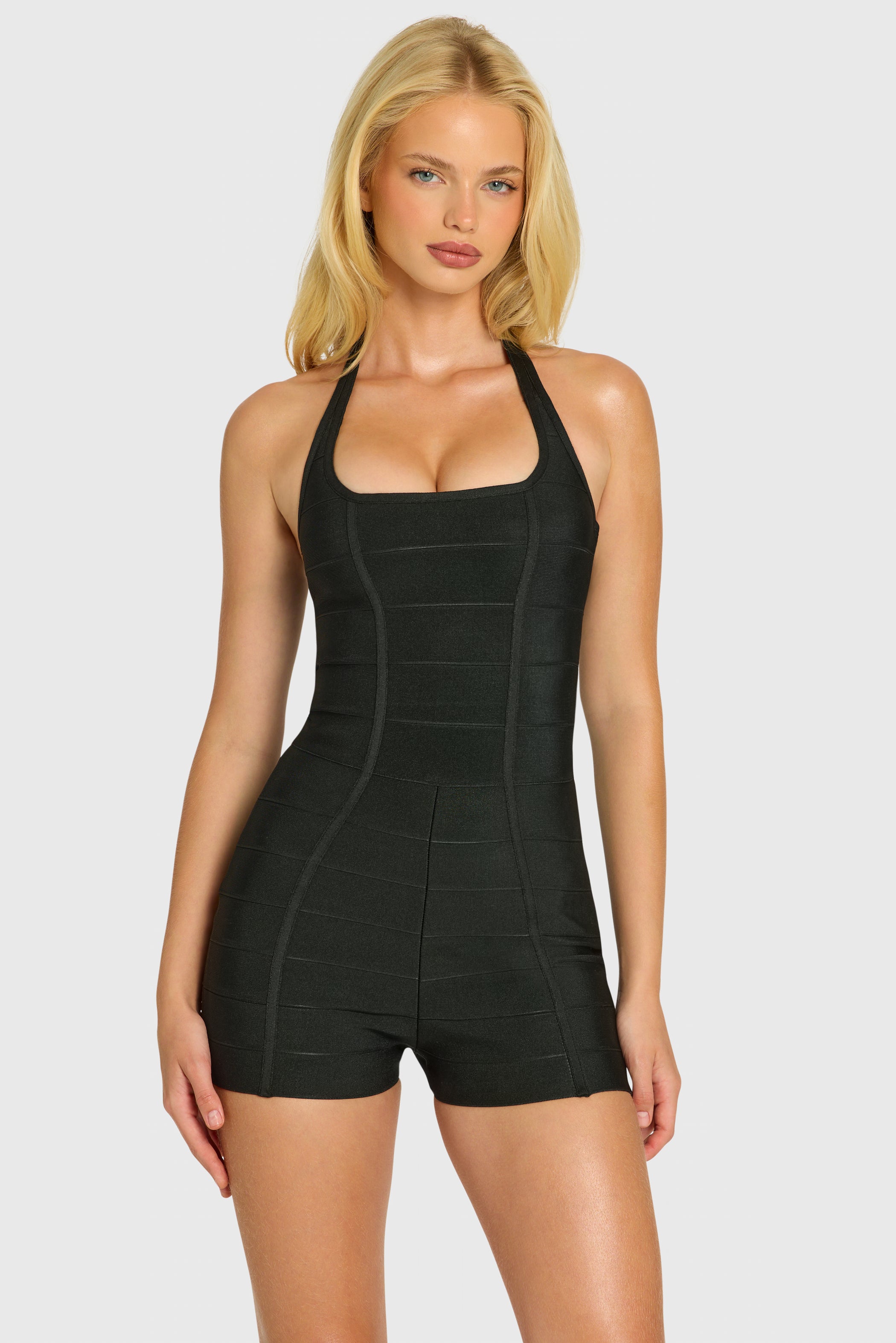 Bandage Halterneck Playsuit in Black