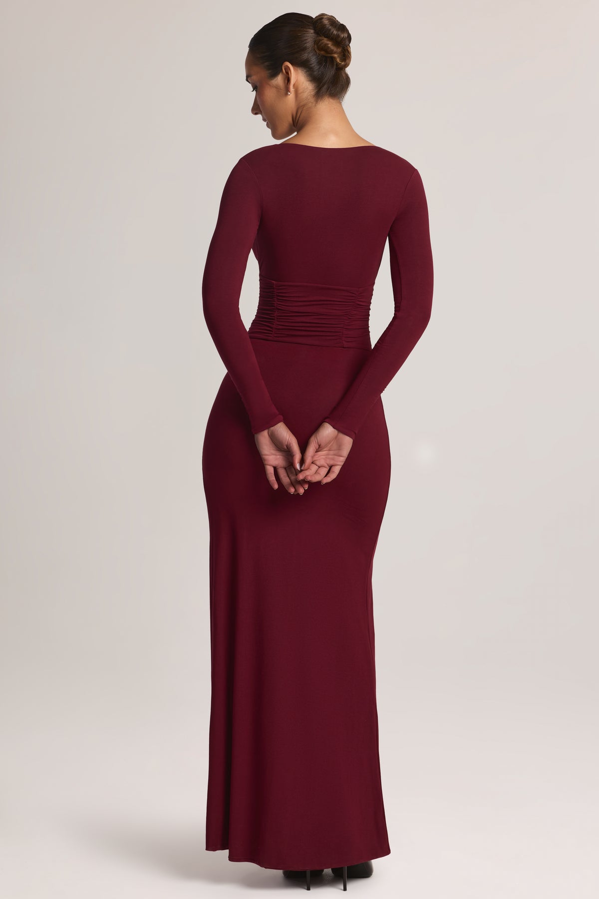 Modal Long-Sleeve MaxI Dress in Wine