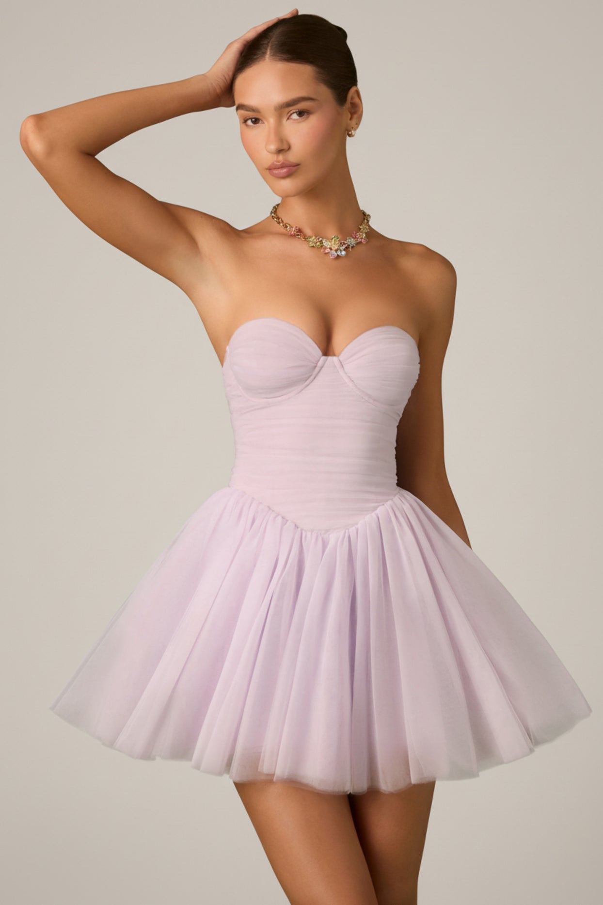 Tulle Corset Mini Dress in Lilac - 1