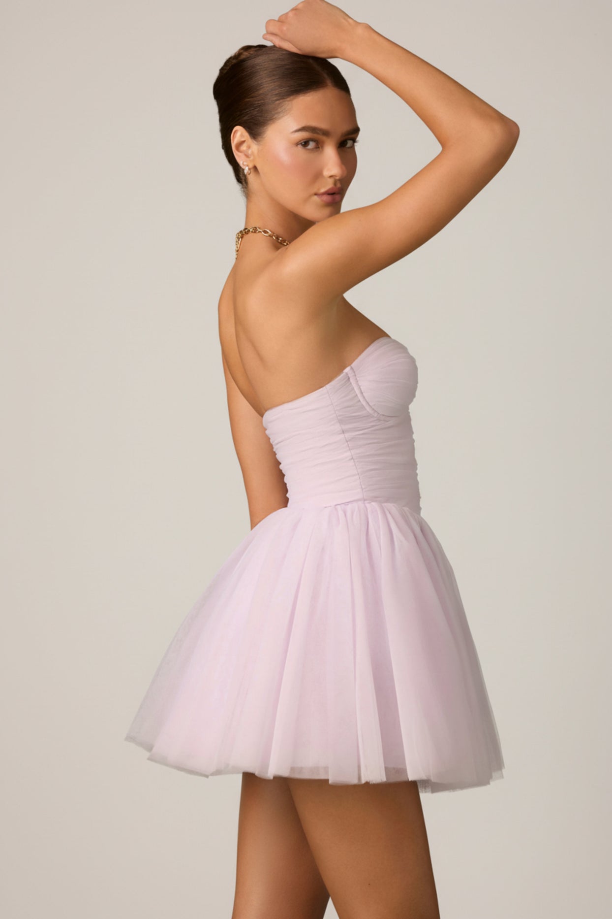 Tulle Corset Mini Dress in Lilac - 4
