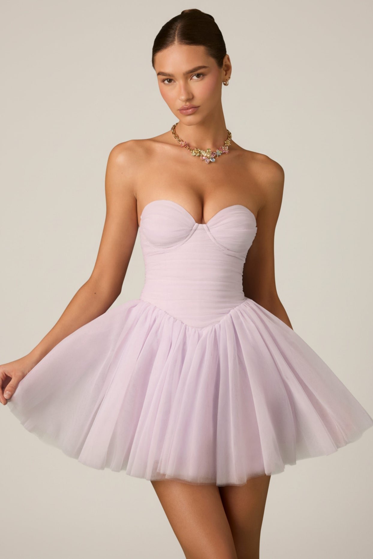 Tulle Corset Mini Dress in Lilac - 7