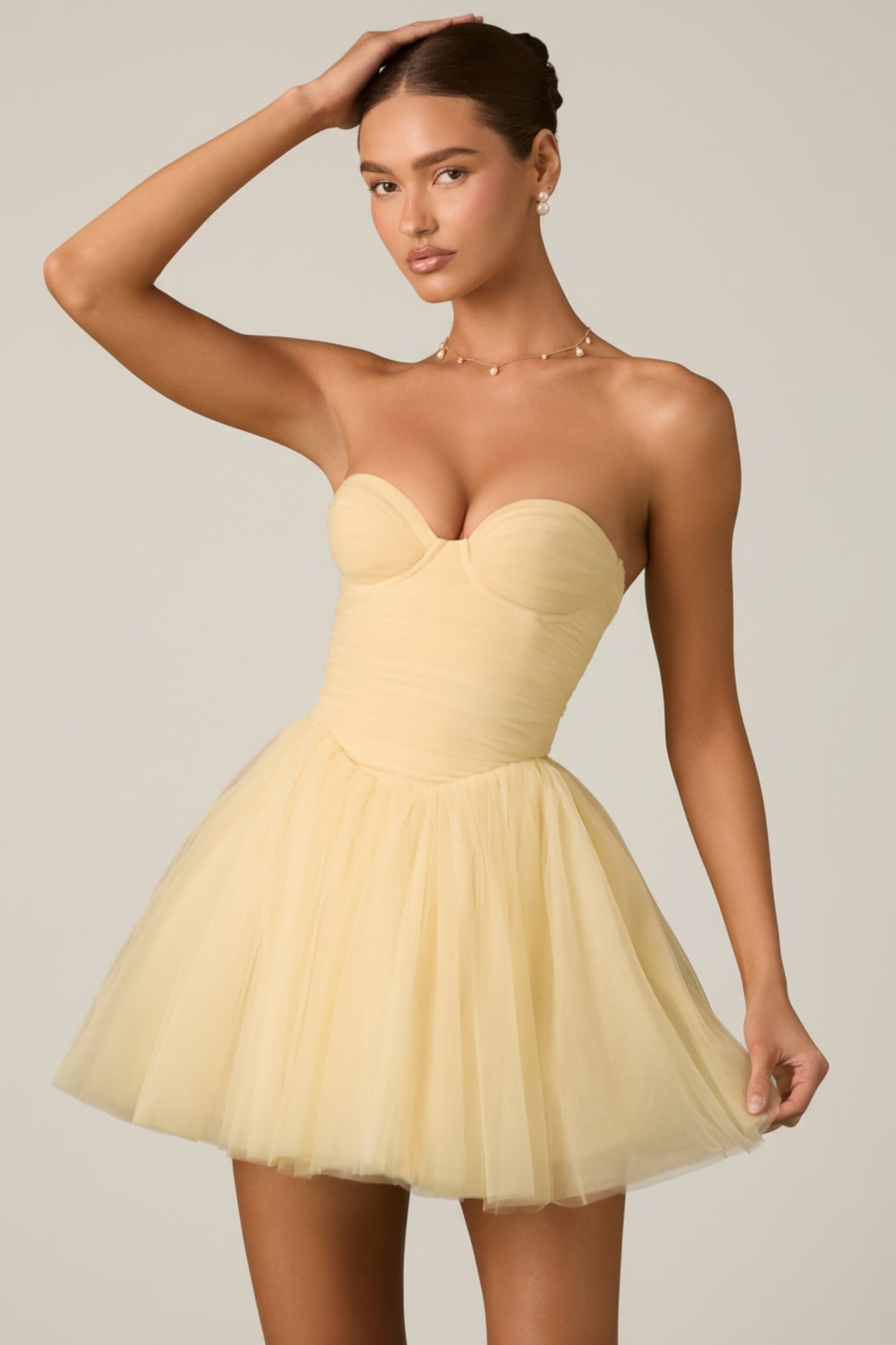 Tulle Corset Mini Dress in Yellow - 6