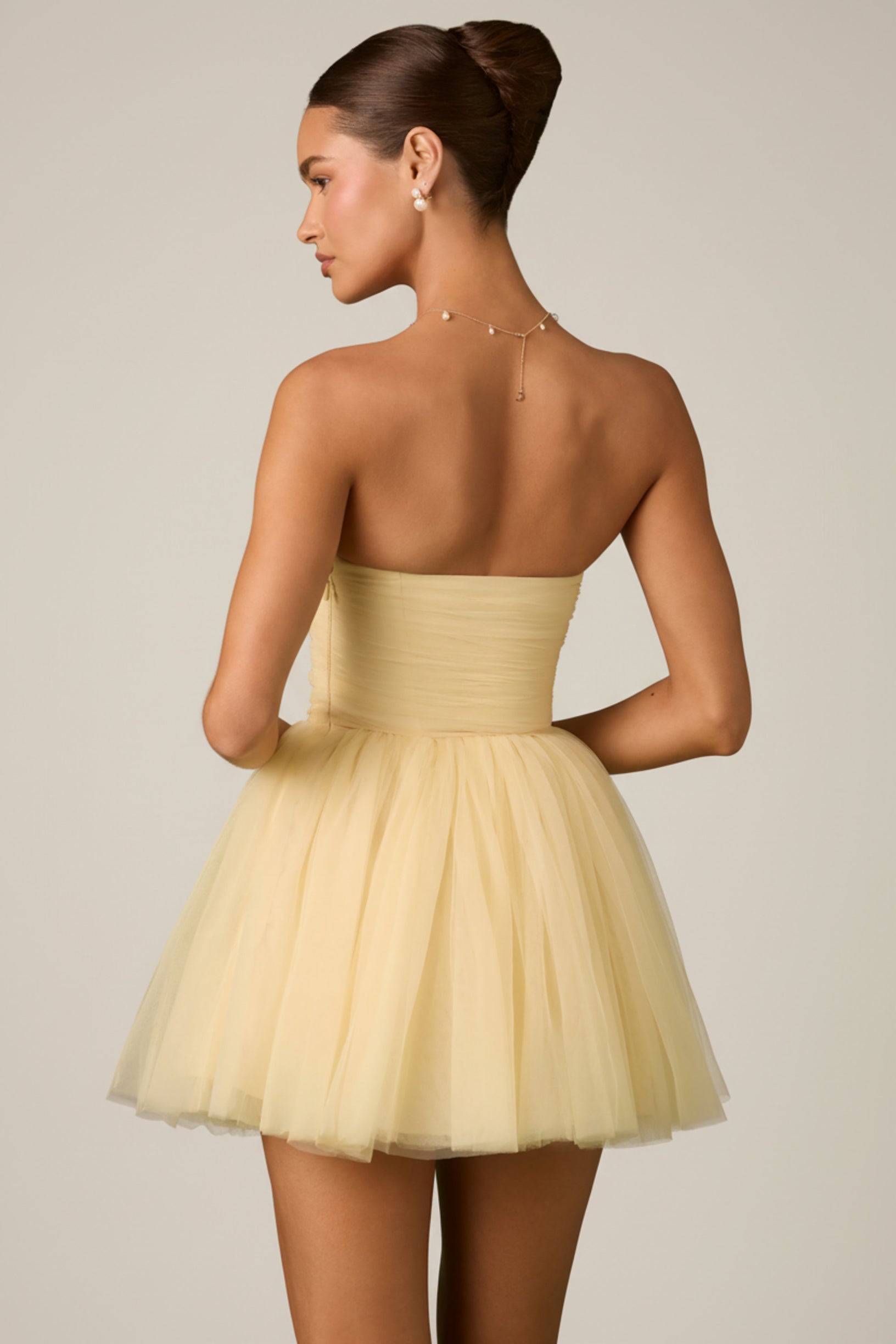 Tulle Corset Mini Dress in Yellow - 2