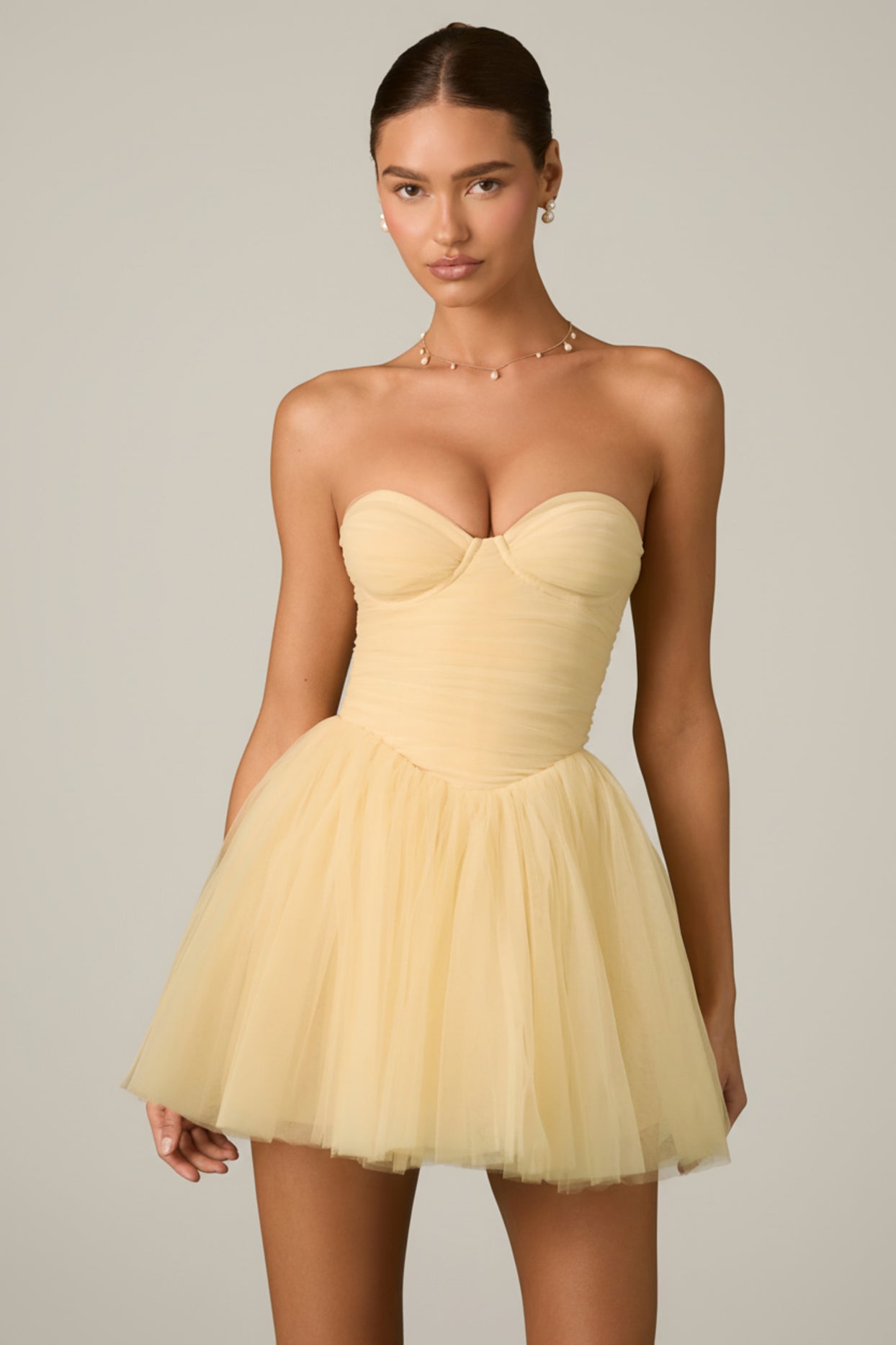 Tulle Corset Mini Dress in Yellow - 7