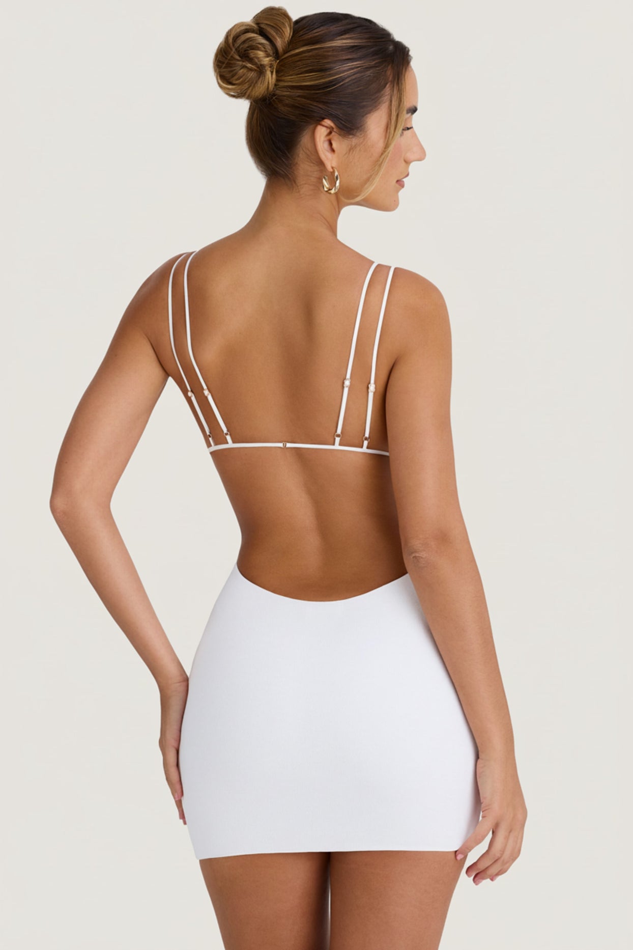 Cut-Out Open-Back Mini Dress in White - 2