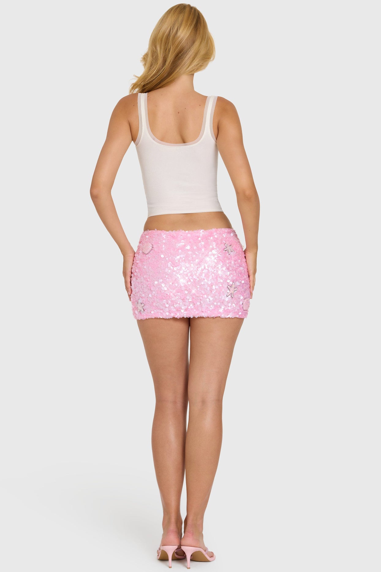 Embellished Mini Skirt in Bubblegum Pink - 4