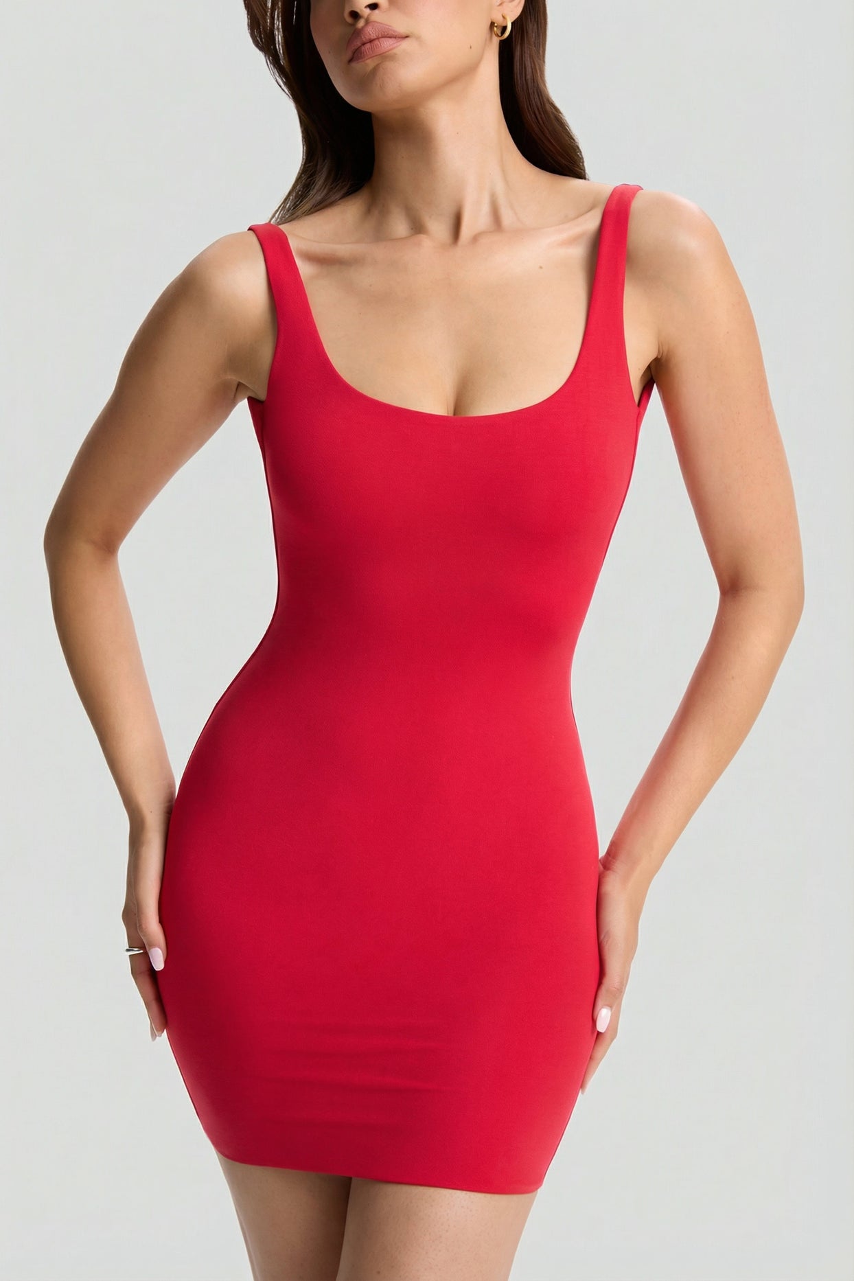 Low-Back Bodycon Mini Dress in Cherry Red - 8