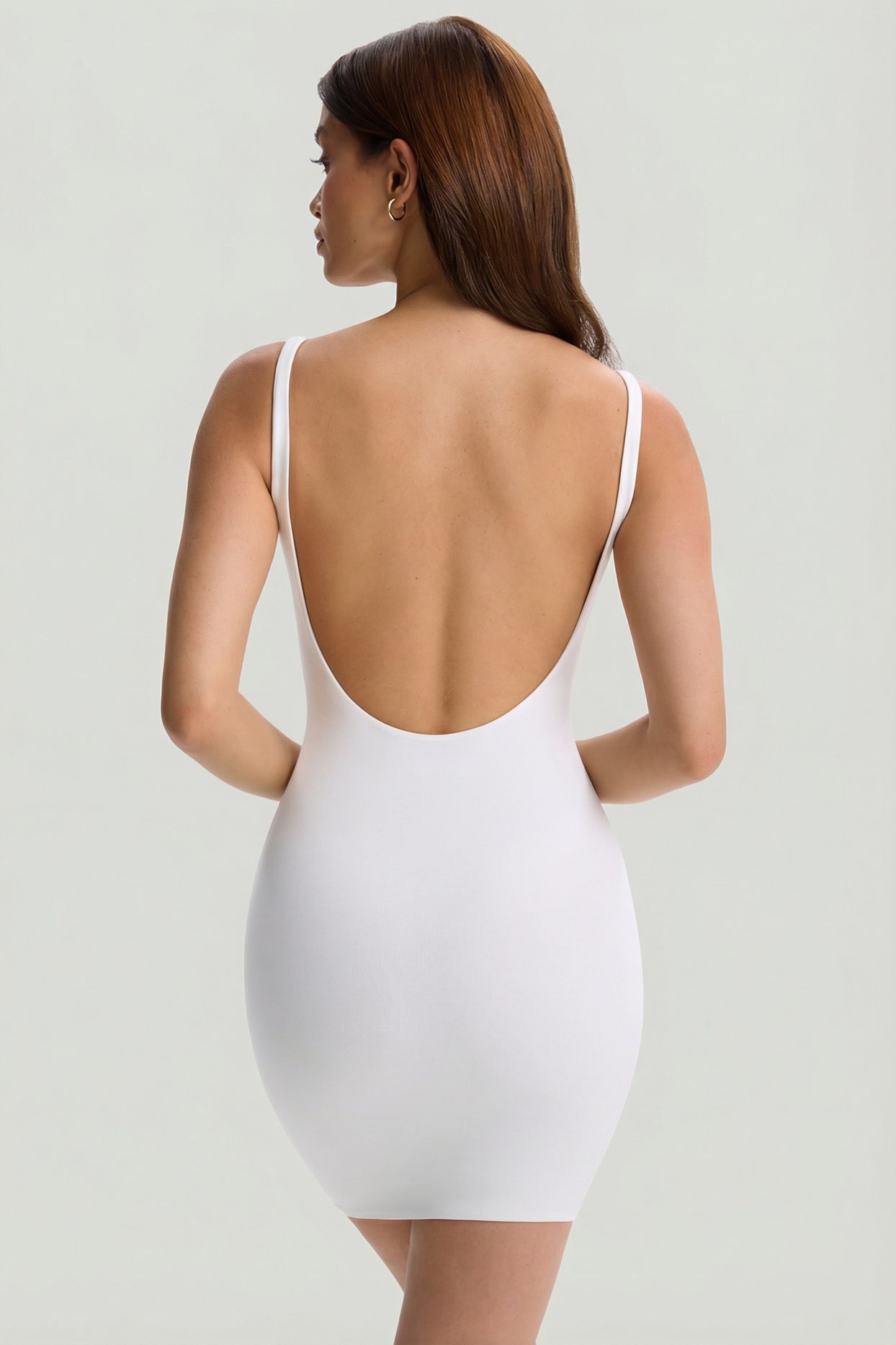 Modal Low-Back Bodycon Mini Dress in White - 2